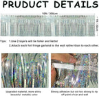 4 Pack Each 10 Feet Glitter Silver Parade Float Decorations for Trailer Car, Glitter Foil Fringe Metallic Tinsel Streamers Banner Garland for Graduation Weeding Homecoming Birthday(Glitter-Silver)