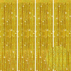 Picoway 4 Pack Gold Foil Fringe Tinsel Backdrop Curtains, Birthday Engagement Bachelorette Party Decorations, Photo Booth Props Door Streamers Curtain