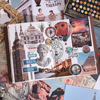 57 Sheets Vintage Travel Scrapbook Sticker Book, 500+ Vintage & Modern Stickers for Scrapbooking, 25 Pcs Ephemera Papers Art Scrapbook Supplies for Adults Teens Women Girls Junk Journal Journaling