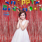GREATRIL Red Fringe Curtains Party Streamers Backdrop Foil Tinsel Curtain Decoration for Stranger Theme Party Christmas Valentines Day Party 2 Pack