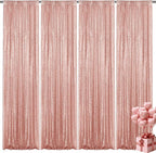 Rose Gold Sequin Backdrop Curtain 4 Pieces 2FTx8FT Glitter Photography Backdrop for Party Wedding Birthday Christmas Decorations