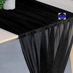 MDS 2 Pack 14ft Chiffon Table Runner 29 x 170 Inches Sheer Wedding Runner Romantic Rustic Table Runner for Wedding Decorations, Birthday Parties, Bridal Shower Party Arch Decor - Black