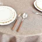 Fitable Faux Linen Round Tablecloths 90 Inch, 6 Pack - Fabric Textured Table Clothes for Round Folding Tables, Washable Neutral Table Covers for Wedding, Party, Banquet, Birthday, Nature Color