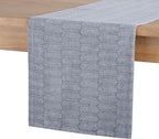 Martha Stewart Honeycomb Modern Farmhouse Reversible Table Runner, Blue, 15"x72"