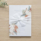 PONATIA 50PCS Vellum Jackets for 5x7 Invitation Cards- 135GSM Boho Flowers Vellum Sleeves Paper - Wedding Invitations Wraps - Transparent Card Jacket