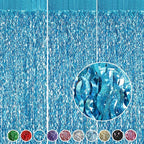 3 Pack 3.3 ft x 6.6 ft Teal Foil Fringe Curtains - Sparkle Metallic Curtains Party Decorations Photo Booth Decorations Party Supplier
