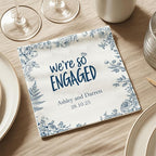 Luxury Personalized Engagement Napkins, We're Engaged, Custom Cocktail Napkins, Beverage Luncheon Cocktail Bar Napkin For Reception, Napkin Decor for Engagement Party, Bridal Shower