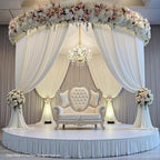PartyVillage 60ft×15ft White Backdrop Curtain for Wedding Parties, 12 Panels Wrinkle Free 15 FT Long Polyester Photo Backdrop Drapes Back Drop Cloth for Birthday Photography Background
