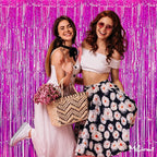 4 Pack Fuchsia Fringe Curtain Backdrop, 3.2Ft x 6.6Ft Metallic Tinsel Foil Fringe Streamers Curtains Background for Photo Booth Birthday Wedding Baby Shower Party Thanksgiving Christmas Decorations