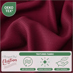 Biscaynebay Textured Fabric Christmas Round Table Cloth 120", Burgundy Water Resistant Folding Table Covers for Dining, Kitchen, Wedding, Parties etc. Machine Washable