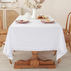 100% Pure Linen Tablecloths 60x90Inches,Rectangle Table Cloth for Dining,Picnic,Weddings and Restaurants,Durable Stonewashed Tablecloths (Re-White, Rectangle - 60 x 90 Inch)