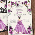 50Pcs Blank Pearlized Black Crown Invitations for Quinceanera, 15 year, Sweet 16, Miss XV, Birthday Laser Cut Quince Invitation Cards