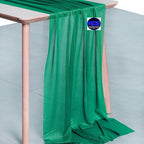 MDS 2 Pack 10ft Chiffon Table Runner 29 x 120 Inches Sheer Wedding Runner Romantic Rustic Table Runner for Wedding Decorations, Birthday Parties, Bridal Shower Party Arch Decor - Emerald Green