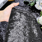QueenDream Black Party Decorations Sequin Tablecloth: Glitter Overlay 90x90 Inch Table Drapes for Banquet Wedding Theme Party Planners