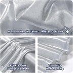 leegleri 10x10ft Thick Silver Glitter Backdrop Curtain Panels for Parties, Wrinkle Free Sequin Sparking Photo Backdrop Drapes, 2 Panels 5x10ft Shimmer Back Drop Cloth for Wedding Birthday Photography