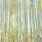 BRAVESHINE Gold Tinsel Streamers Party Backdrop - 2 Pack 3.2x8.2ft Metallic Foil Fringe Curtain for Christmas/New Years/Prom/Birthdays/Engagement/Anniversary/Hawaiian/Luau Party Decorations