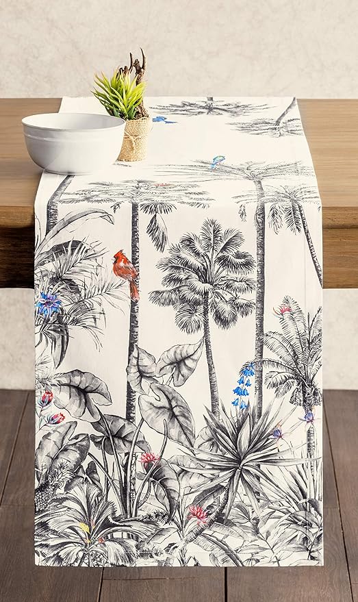 Maison d' Hermine Table Runner 100% Cotton Single Layer Table Runners 90 inches Long for Thanksgiving Christmas Decorations Home Kitchen Dining Party Wedding (Amazonia, 14.5" x 90")