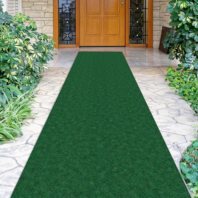 Ottomanson 2'7" x 15' Hallway Runner with Scraper Pile - Extra Durable Non-Slip Rug Mat for Indoor & Outdoor Use - Ideal for Kitchen, Entryway & Garage - High-Traffic Carpet, Green