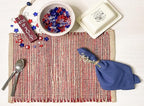 Chardin Home Natural Jute & Red Placemats, Set of 4 – Rustic Handmade Boho Table Mats, 13x19 Inch Dining Table Placemats for Kitchen, Everyday Meals, Holidays, Farmhouse or Modern Table Décor