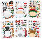 JOYIN 24 Pcs Christmas Make-a-face Stickers, Make Your Own Characters Mix and Match Sticker Sheets with Christmas Elf, Santa Santa, Snowman, Penguin, and Polar Bear Kids Party Favor Supplies Craft