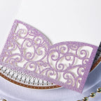 PONATIA 20 PCS Laser Cut Wedding Invitations Pockets with Envelopes for Wedding Party Bridal Shower Engagement Birthday Invite (Purple Glitter)