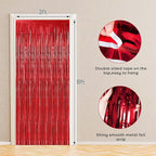 BTSD-home 10 Pack Red Foil Fringe Curtain, Metallic Photo Booth Backdrop Tinsel Door Curtains for Wedding Birthday Bridal Shower Valentine Bachelorette Christmas Party Decorations(8ft x 3ft)