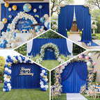 PartyVillage 50ft×15ft Royal Blue Backdrop Curtain for Wedding Parties, 10 Panels Wrinkle Free 15 FT Long Polyester Photo Backdrop Drapes Back Drop Cloth for Birthday Photography Background