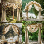 Wedding Arch Draping Fabric 4 Panels 28.7" x 20FT Champagne Sheer Chiffon Backdrop Drapes for Wedding Ceremony Birthday Party Bridal Shower Outdoor Decoration