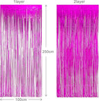 Foil Fringe Curtain Party Decorations - Hot Pink Photo Backdrop Tinsel Steamers Curtains for Tropical Hawaiian Theme Birthdays Christmas Valentine Bachelorette Parties