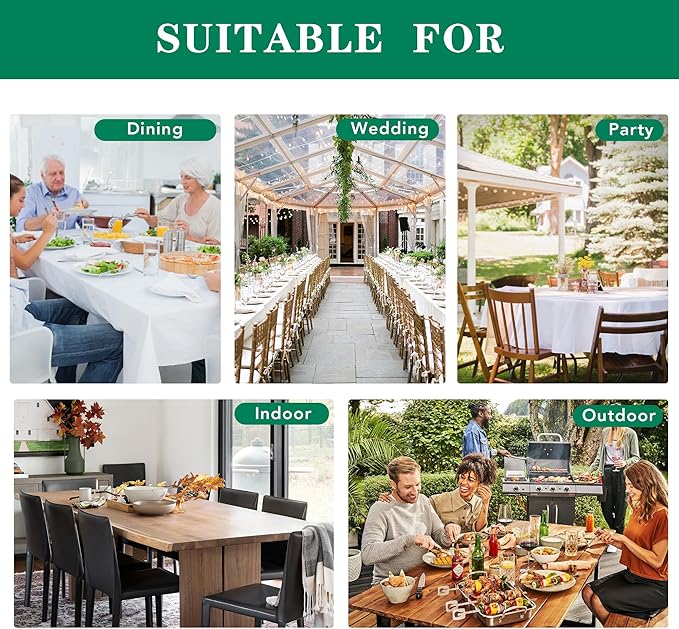 Biscaynebay Textured Fabric Christmas Tablecloths 70x108 Inches Rectangular, Hunter Green Water Resistant Tablecloths for Dining, Kitchen, Wedding & Parties etc. Machine Washable
