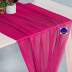 MDS 2 Pack 14ft Chiffon Table Runner 29 x 170 Inches Sheer Wedding Runner Romantic Rustic Table Runner for Wedding Decorations, Birthday Parties, Bridal Shower Party Arch Decor - Hot Pink