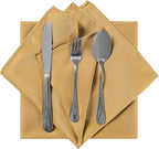 Cloth Napkins 20x20 inch Washable Polyester Dinner Napkins Soft Table Napkins for Wedding Party Dining Banquet(Gold,12PCS)