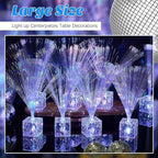 Amylove 8 Pcs Mini Fiber Optic Lamps Bulk Small LED Light up Table Centerpieces for Party Event Decorations with Crystal Base Battery Powered for Glow in The Dark Favors Supplies (9 Inch,Clear)