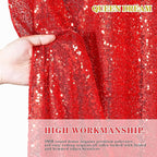 QueenDream Red Sequin Backdrop 2 Panels 2FTx8FT Christmas Party Backdrop Curtains Glitter Photo Background Wedding Stage Decorations