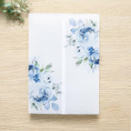 PONATIA 50PCS Vellum Jackets for 5x7 Invitation Cards- 135GSM Light Blue Floral Printed Vellum Sleeves, Quinceanera Wedding Invitation Cards Wraps, Transparent Christmas Gift Cards Jackets