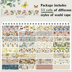 TaoBary 33 Rolls Holiday Plaid Washi Tape, 15 mm Seasonal Washi Tape Set Bohemian Colorful Vintage Cute for Card Wrapping Craft(Vintage Style)