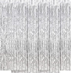 5 Pack Silver Fringe Backdrop 3.2ft x 8.2ft Silver Foil Fringe Curtains Party Tinsel Curtain Backdrop Streamers for Birthday Party Decoration Wedding Christmas Decoration (Silver)