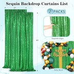 Green Sequin Backdrop Curtains 2 Panels 2FTx8FT Christmas Party Backdrop Glitter Birthday Bridal Wedding Curtains Sparkle Photo Backdrop