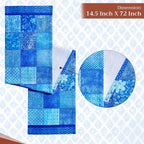 Maison d' Hermine Table Runner 100% Cotton Single Layer Table Runners 72 inches Long Decorative for Kitchen Dining Party Baby Shower Wedding Bridal Shower Spring Summer (Indigo Love, 14.50" x 72")