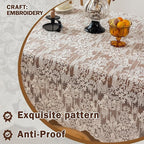 Lace Embroidered Tablecloth. Square Lace Vintage Tablecloth Dustproof Table Protector for Kitchen Dining Room Party Banquet Home Picnic Wedding Decoration (Creamy White 53×53 inch)