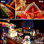 KNONEW 99ft 1216 LED Christmas Lights Outdoor 8 Modes Curtain Fairy String Light with 228 Drops, Clear Wire LED String Light Decor for Wedding Party Christmas Decorations(Multicolor)