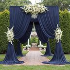 40ftx10ft Navy Blue Backdrop Curtains for Party Background, Wrinkle Free 8 Panels Silky Navy Photo Backdrop Drapes Back Drop Cloth for Wedding Birthday Photography Baby Shower Decor
