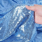 SquarePie Sequin Tablecloth 90 x 156 Inch Baby Blue Sparkly Table Linen for Wedding Party