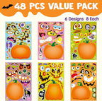 JOYIN 48 Pcs Halloween Pumpkin Stickers for Kids, Halloween Party Favor, Craft Party Supplies, Funny Sticker with Different Pumpkin Design, Classroom Activities Games Goodies Treat Gifts（Age 3+）