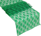 MDS Pack of 12 Wedding 12 x 108 inches Satin Table Runner for Wedding, Decorations for Birthday Parties, Banquets, Graduations, Engagements, Runners fit Rectangle, Round Table- Green