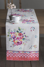 Maison d' Hermine Table Runner 100% Cotton Single Layer Table Runners 108 inches Long Decorative for Home Kitchen Dining Party Wedding Bridal Shower Spring Summer (Rose Garden, 14.50" x 108")