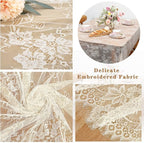 LuoluoHouse Rustic Ivory Wedding Tablecloths Lace Chic Rectangular Tablecloths for Wedding Reception Farmhouse Table Decorations 60x120 inch