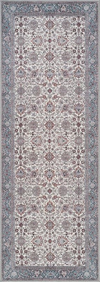 Bloom Rugs Washable Non-Slip 7 ft Runner - Teal/Blue/Beige Traditional Oriental Runner for Entryway, Hallway, Bathroom, and Kitchen - Exact Size: 2.5' x 7'