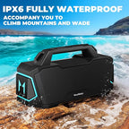 Bluetooth Speaker,Musibaby M1 Portable Bluetooth Speakers:Loud Stereo Sound with Subwoofer,Deep Bass,IPX6 Waterproof,Wireless Speaker with BT5.3,Dual Pairing,24H+ Playtime for Outdoor,Beach(Blk)