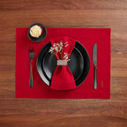 Cotton Linen Placemats Set of 4 – Hemstitch Red Cloth Placemats 14 x 19 Inch – Washable Fabric for Dining, Fall, Halloween, Thanksgiving, Spring, Summer, Wedding, Everyday Décor – Serena